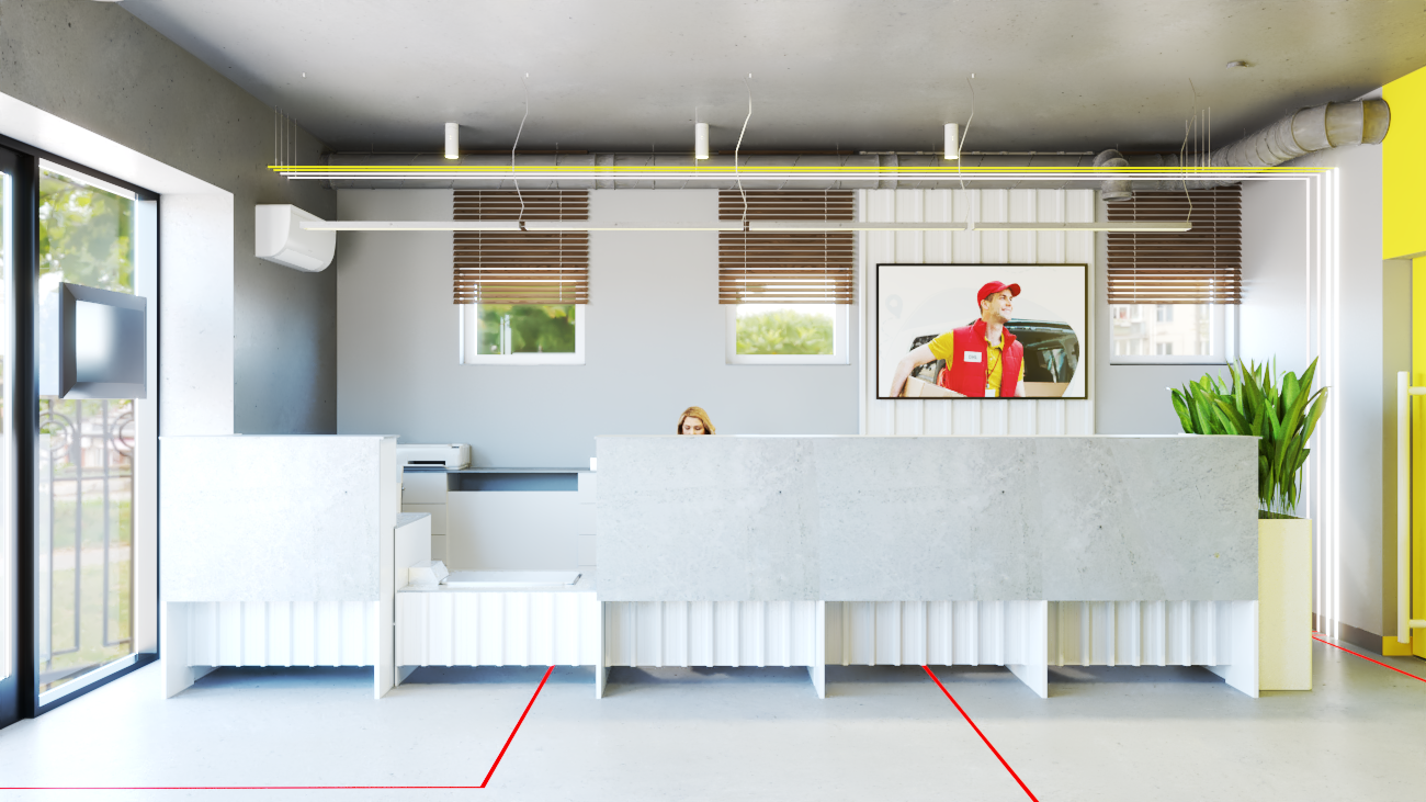 DHL Express Service Point - projekt wnętrz